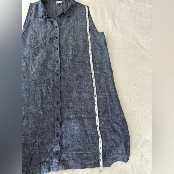 Garnet Hill Blue Linen Sleeveless Button Down Shirt Dress Women’s Size 18 - Picture 8 of 10